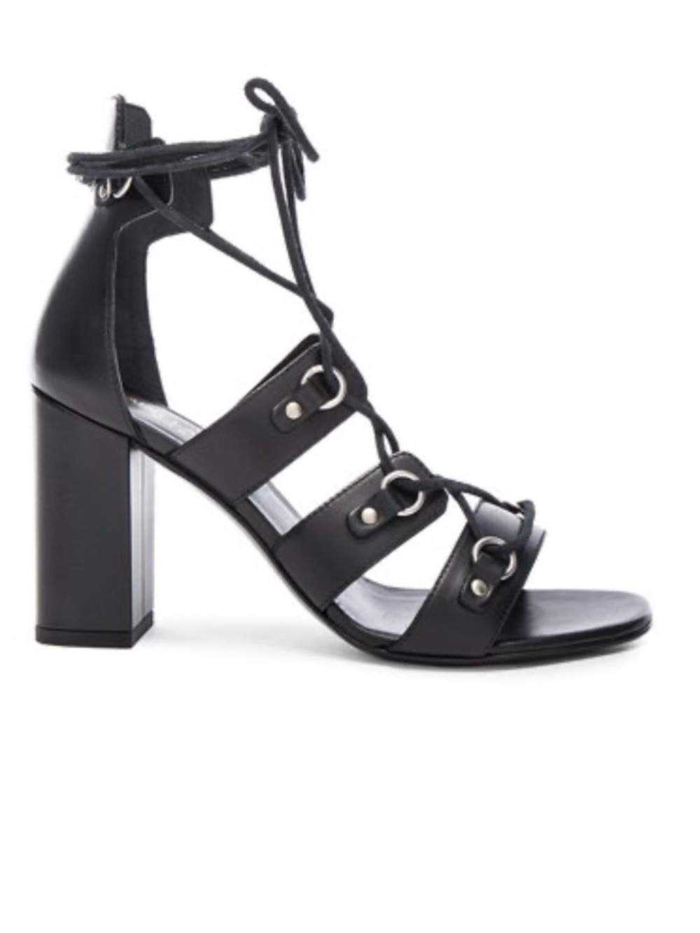 Saint Laurent Babies Black Lace-Up Block Heel Sandal 37.5
